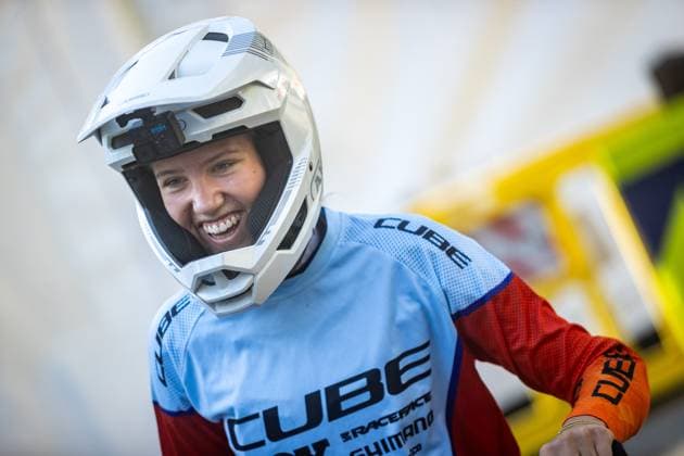 Whoop Downhill Worldcup La Thuile ZIERL Rosa CUBE FACTORY RACINGat Whoop Downhill Worldcup La Thuile, 06 07 2025,in La Thuile,ITA Photo Sebastian Sternemann