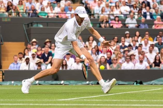 2025-07-06 Wimbledon 2025 LONDON, ENGLAND - JULY 6: Nicolas Jarry of Chile during Wimbledon 2025 at All England Lawn Tennis & Croquet Club on July 6, 2025 in London, England. London All England Lawn Tennis & Croquet Club England Content not available for redistribution in The Netherlands directly or indirectly through any third parties. Copyright: xMarleenxFouchierx