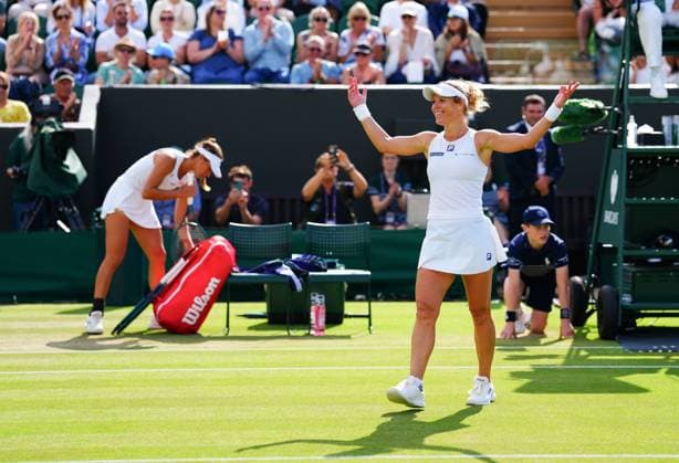 Laura Siegemund celebrates victory in her fourth round match Wimbledon Tennis Championships, Day 7, The All England Lawn Tennis and Croquet Club, London, UK - 06 Jul 2025London The All England Lawn Tennis and United Kingdom  Copyright: xJavierxGarcia Shutterstockx 15387061dx