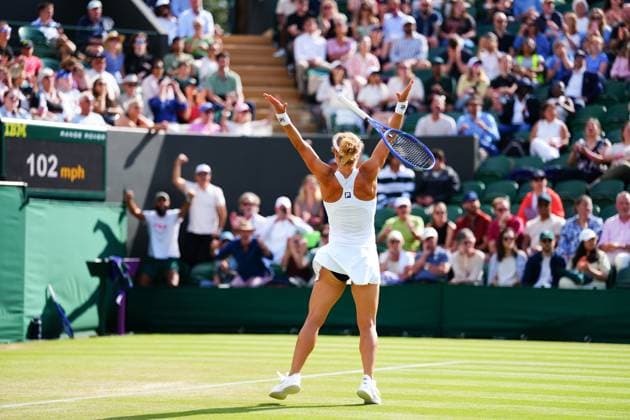 Laura Siegemund celebrates victory in her fourth round match Wimbledon Tennis Championships, Day 7, The All England Lawn Tennis and Croquet Club, London, UK - 06 Jul 2025London The All England Lawn Tennis and United Kingdom  Copyright: xJavierxGarcia Shutterstockx 15387061dv