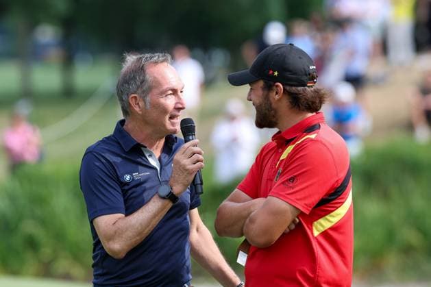 Presenter Ralf Exel and amateur Tim Wiedemeyer GER , 36 BMW International Open 2025, Golf, DP World Tour, Men, Final, 06 07 2025 Eichenried Bavaria Germany Copyright: xkolbert-press ChristianxKolbertx