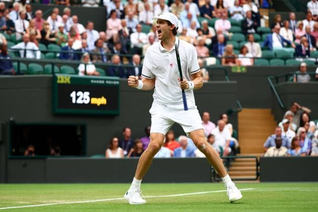 Nicolas Jarry celebrates during his fourth round match Wimbledon Tennis Championships, Day 7, The All England Lawn Tennis and Croquet Club, London, UK - 06 Jul 2025London The All England Lawn Tennis and United Kingdom  Copyright: xJamesxMarsh Shutterstockx 15387062ds