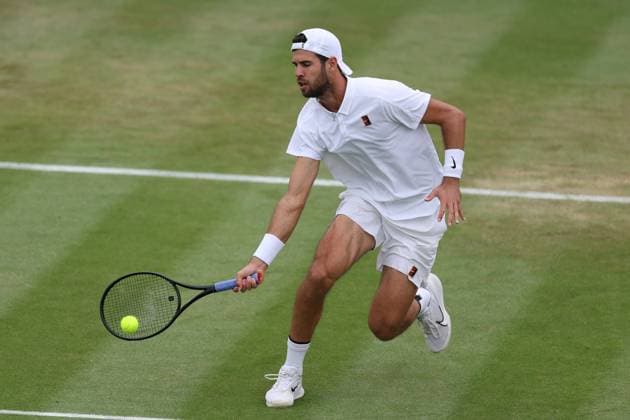 July 6, 2025, London, Celestynow, England: KAREN KHACHANOV during the match against K. Majchrzak of Poland in the fourth round of Championships 2025 at Wimbledon AELTC in London. London United Kingdom - ZUMAc278 20250706_zsp_c278_010 Copyright: xMarcinxCholewinskix