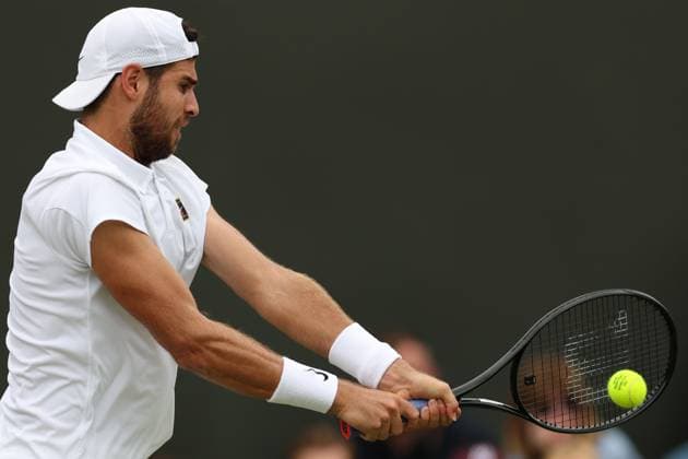 July 6, 2025, London, Celestynow, England: KAREN KHACHANOV during the match against K. Majchrzak of Poland in the fourth round of Championships 2025 at Wimbledon AELTC in London. London United Kingdom - ZUMAc278 20250706_zsp_c278_022 Copyright: xMarcinxCholewinskix