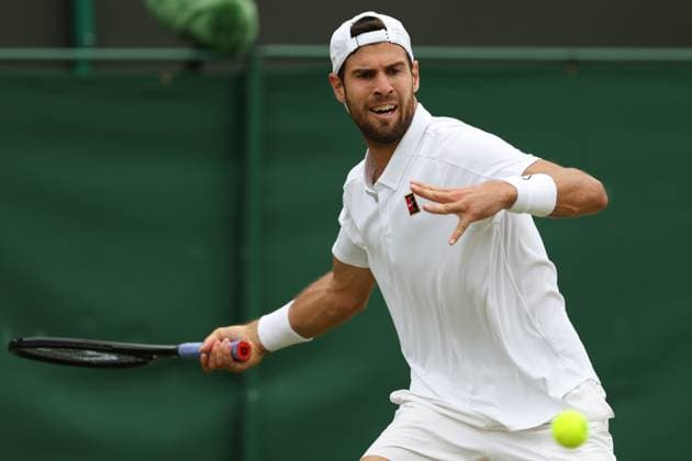 July 6, 2025, London, Celestynow, England: KAREN KHACHANOV during the match against K. Majchrzak of Poland in the fourth round of Championships 2025 at Wimbledon AELTC in London. London United Kingdom - ZUMAc278 20250706_zsp_c278_015 Copyright: xMarcinxCholewinskix