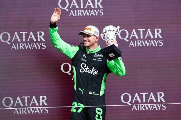 F1 - BRITISH GRAND PRIX 2025 HULKENBERG Nico (ger), Stake F1 Team Kick C45, portrait podium during the Formula 1 Qatar Airways British Grand Prix 2025, 12th round of the 2025 FIA Formula One World Championship, WM, Weltmeisterschaft from July 4 to 6, 2025 on the Silverstone Circuit, in Silverstone, United Kingdom - SilverstoneUnited Kingdom  Copyright: xEricxAlonsox