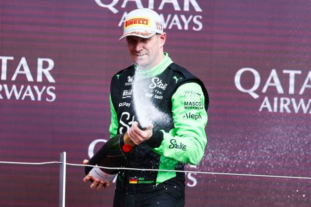 F1 - BRITISH GRAND PRIX 2025 HULKENBERG Nico (ger), Stake F1 Team Kick C45, portrait podium during the Formula 1 Qatar Airways British Grand Prix 2025, 12th round of the 2025 FIA Formula One World Championship, WM, Weltmeisterschaft from July 4 to 6, 2025 on the Silverstone Circuit, in Silverstone, United Kingdom - SilverstoneUnited Kingdom  Copyright: xEricxAlonsox