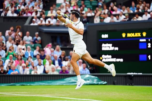 Carlos Alcaraz during his fourth round match Wimbledon Tennis Championships, Day 7, The All England Lawn Tennis and Croquet Club, London, UK - 06 Jul 2025London The All England Lawn Tennis and United Kingdom  Copyright: xJavierxGarcia Shutterstockx 15387061eg