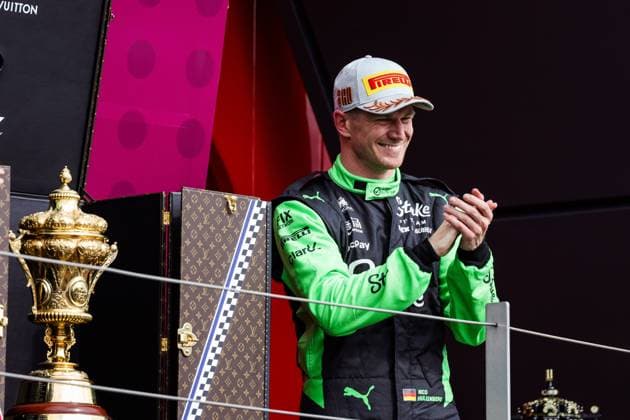 F1 - BRITISH GRAND PRIX 2025 HULKENBERG Nico (ger), Stake F1 Team Kick C45, portrait celebrating podium during the Formula 1 Qatar Airways British Grand Prix 2025, 12th round of the 2025 FIA Formula One World Championship, WM, Weltmeisterschaft from July 4 to 6, 2025 on the Silverstone Circuit, in Silverstone, United Kingdom - SilverstoneUnited Kingdom  Copyright: xFLORENTxGOODENx
