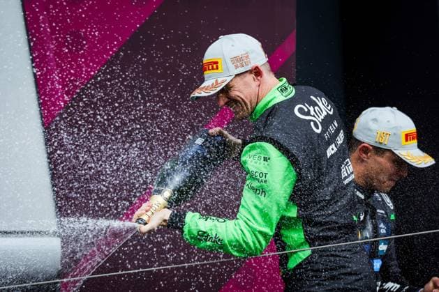 F1 - BRITISH GRAND PRIX 2025 HULKENBERG Nico (ger), Stake F1 Team Kick C45, portrait podium during the Formula 1 Qatar Airways British Grand Prix 2025, 12th round of the 2025 FIA Formula One World Championship, WM, Weltmeisterschaft from July 4 to 6, 2025 on the Silverstone Circuit, in Silverstone, United Kingdom - SilverstoneUnited Kingdom  Copyright: xFLORENTxGOODENx