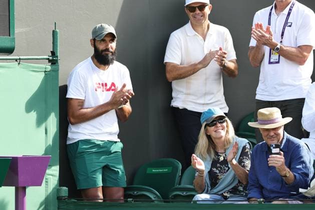 Antonio Zucca, friend and coach of Laura Siegemund, GER, during fourth round of 2025 All England Lawn Tennis Championships at Wimbledon, womens singles, London, 06 07 2025