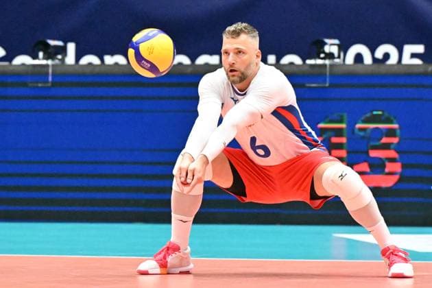 Czech Milan Monik in action during the Men s Volleyball European Golden League - Final Four tournament: final game, Czechia vs Finland in Brno, Czech Republic, July 6, 2025. (CTKxPhoto VaclavxSalek) CTKPhotoP2025070604825  CTKPhotoP2025070604825