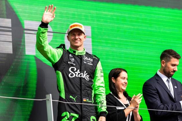 06 07 2025, Silverstone Circuit, Silverstone, FORMULA 1 QATAR AIRWAYS BRITISH GRAND PRIX 2025 , in the picture Sensational 3rd place and thus the first podium in 239 races for Nico Hülkenberg DEU , Stake F1 Team Kick Sauber Photo by Martin Trenkler Hasan Bratic DeFodi Images