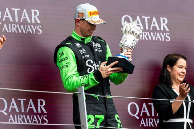 06 07 2025, Silverstone Circuit, Silverstone, FORMULA 1 QATAR AIRWAYS BRITISH GRAND PRIX 2025 , in the picture Sensational 3rd place and thus the first podium in 239 races for Nico Hülkenberg DEU , Stake F1 Team Kick Sauber Photo by Martin Trenkler Hasan Bratic DeFodi Images
