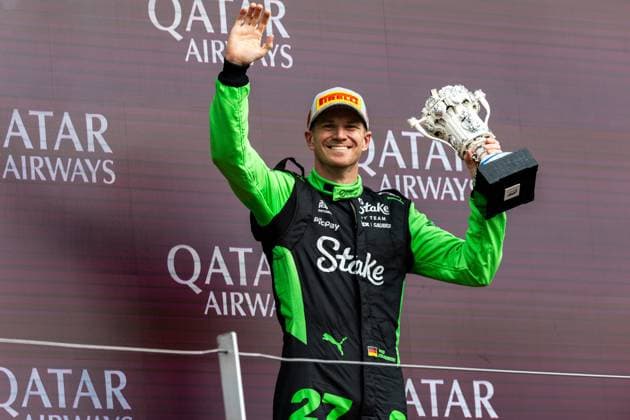06 07 2025, Silverstone Circuit, Silverstone, FORMULA 1 QATAR AIRWAYS BRITISH GRAND PRIX 2025 , in the picture Sensational 3rd place and thus the first podium in 239 races for Nico Hülkenberg DEU , Stake F1 Team Kick Sauber Photo by Martin Trenkler Hasan Bratic DeFodi Images