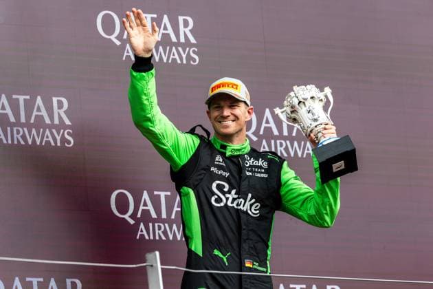 06 07 2025, Silverstone Circuit, Silverstone, FORMULA 1 QATAR AIRWAYS BRITISH GRAND PRIX 2025 , in the picture Sensational 3rd place and thus the first podium in 239 races for Nico Hülkenberg DEU , Stake F1 Team Kick Sauber Photo by Martin Trenkler Hasan Bratic DeFodi Images
