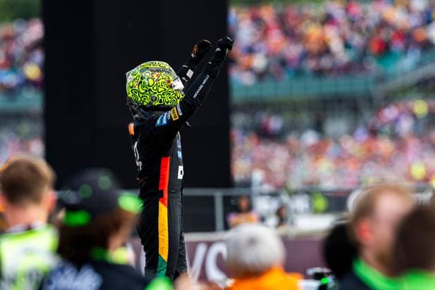 06 07 2025, Silverstone Circuit, Silverstone, FORMULA 1 QATAR AIRWAYS BRITISH GRAND PRIX 2025 , in the picture winner Lando Norris GBR , McLaren F1 Team Photo by Martin Trenkler Hasan Bratic DeFodi Images