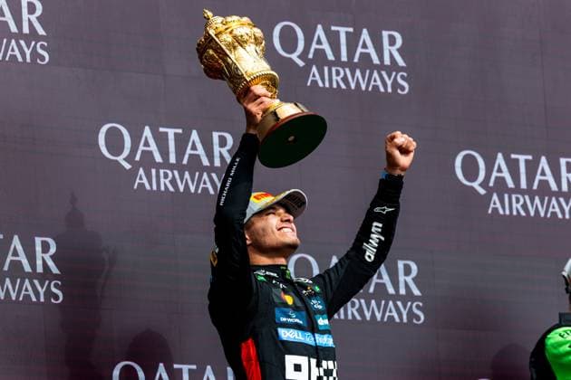 06 07 2025, Silverstone Circuit, Silverstone, FORMULA 1 QATAR AIRWAYS BRITISH GRAND PRIX 2025 , in the picture winner Lando Norris GBR , McLaren F1 Team Photo by Martin Trenkler Hasan Bratic DeFodi Images