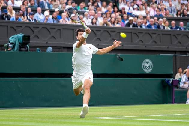 Carlos Alcaraz during his Wimbledon 2025 Men?s Singles fourth round tennis match against Andrey Rublev at the All England Tennis Club in London, England (Richard Callis Sports Press Photo SPP) Copyright: xRichardxCallis SportsxPressxPhotox xSPPx spp-en-RiCaPrPh-SPP25_rica_060725_20786