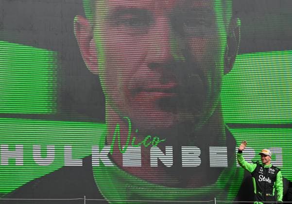 (250707) -- LONDON, July 7, 2025 -- Kick Sauber s driver Nico Hulkenberg of Germany celebrates during the awarding ceremony after the Formula One British Grand Prix 2025 at the Silverstone Circuit in London, Britain, July 6, 2025. ) (SP)BRITAIN-LONDON-F1-BRITISH GRAND PRIX WuxLu 