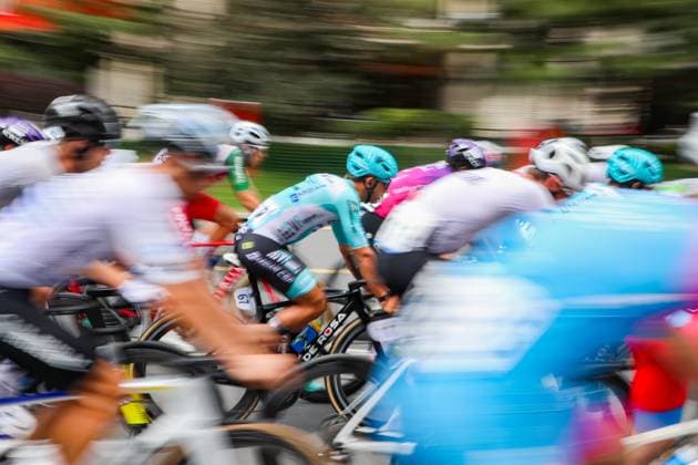 XINING, CHINA - JULY 06: Cyclists compete during Stage 1 of the Tour of Magnificent Qinghai international Road cycling, Rad, Radsport, Strasse race on July 6, 2025 in Xining, Qinghai Province of China.  Copyright: xChinaxNewsxServicex 111578046115