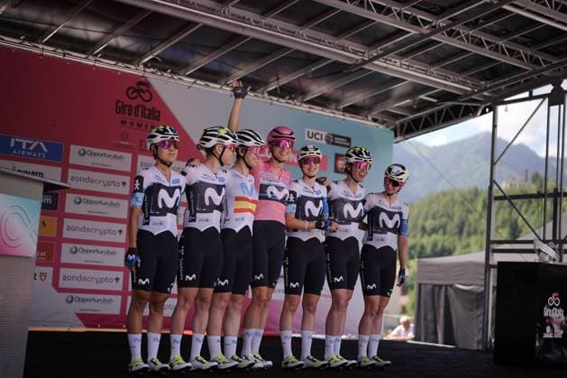 Marlen Reusser (Movistar Team) pink jersey during the 2nd stage of the Giro d™Italia Women, from Clusone to Aprica, Italy Monday, July 07, 2025. - cycling .  Copyright: xMarcoxAlpozzi LaPressex