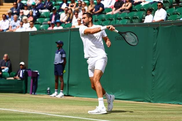 Marin Cilic during his Round of 16 match Wimbledon Tennis Championships, Day 8, The All England Lawn Tennis and Croquet Club, London, UK - 07 Jul 2025London The All England Lawn Tennis and United Kingdom  Copyright: xJamesxMarsh Shutterstockx 15387973b