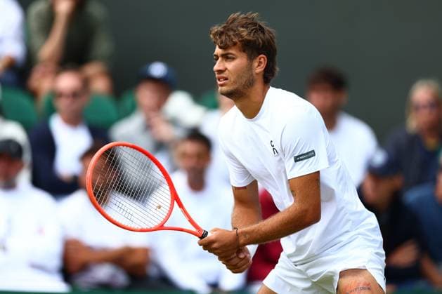 Flavio Cobolli during his Round of 16 match Wimbledon Tennis Championships, Day 8, The All England Lawn Tennis and Croquet Club, London, UK - 07 Jul 2025London The All England Lawn Tennis and United Kingdom  Copyright: xJamesxMarsh Shutterstockx 15387973r