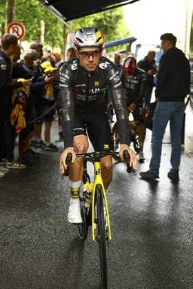 Belgian Wout van Aert of Team Visma-Lease a Bike pictured at the start of the third stage of the 2025 Tour de France cycling, from Valenciennes to Dunkerque (178 km) on Monday 07 July 2025 in France. The 112th edition of the Tour de France starts on Saturday 5 July in Lille, France, and will finish in Paris, France on the 27th of July. DAVIDxPINTENS  x128591911x
