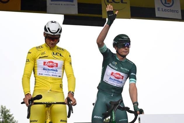 Tour de France 2025 Stage 3 DUINKERKE, FRANCE - JULY 07 : Van der Poel Mathieu (NED) of Alpecin - Deceuninck, Philipsen Jasper (BEL) of Alpecin - Deceuninck during stage 3 of the 112th edition of Tour de France an UCI World Tour 2.UWT cycling road race stage for Men Elite of 178 km with start in Valenciennes and finish in Duinkerke on July 7, 2025 in Duinkerke, France, 07 07 2025 ( Motordriver Kenny Verfaillie - Duinkerke France  Copyright: xJanxDexMeuleneirx