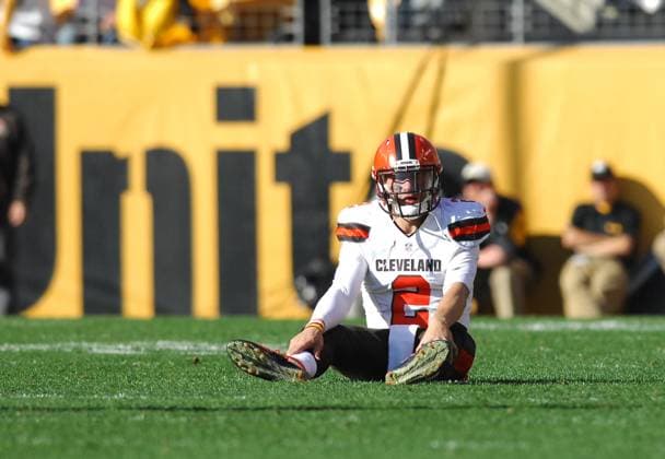 April 26, 2016 - Former Cleveland Browns quarterback Johnny Manziel indicted for domestic violence by a Dallas grand jury. Pictured: November 15th, 2015: Johnny Manziel 2 during the Cleveland Browns vs Pittsburgh Steelers game at Heinz Field in Pittsburgh, PA. Jason Pohuski CSM Copyright: xJasonxPohuskix