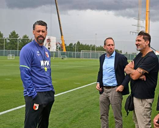 07 07 2025, Football 1 Bundesliga 2025 2026, Training kick-off FC Augsburg, Kick-off training at the WWK Arena Augsburg, Coach Sandro Wagner FC Augsburg and President Markus Krapf FC Augsburg