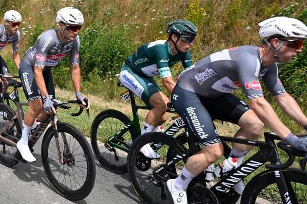 Tour de France 2025 Stage 3 DUINKERKE, FRANCE - JULY 07 : Philipsen Jasper (BEL) of Alpecin - Deceuninck during stage 3 of the 112th edition of Tour de France an UCI World Tour 2.UWT cycling road race stage for Men Elite of 178 km with start in Valenciennes and finish in Duinkerke on July 7, 2025 in Duinkerke, France, 07 07 2025 ( Motordriver Kenny Verfaillie - Duinkerke France  Copyright: xJanxDexMeuleneirx