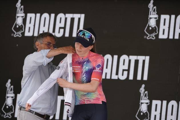 White Jersey , Antonia Niedermaier (Canyon SRAM zondacrypto) during the 2nd stage of the Giro d™Italia Women, from Clusone to Aprica, Italy Monday, July 07, 2025. - cycling .  Copyright: xx
