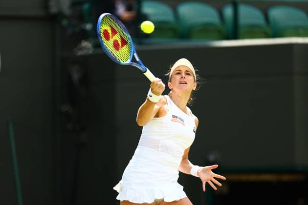 Belinda Bencic during her Round of 16 match Wimbledon Tennis Championships, Day 8, The All England Lawn Tennis and Croquet Club, London, UK - 07 Jul 2025London The All England Lawn Tennis and United Kingdom  Copyright: xJamesxMarsh Shutterstockx 15387973ay