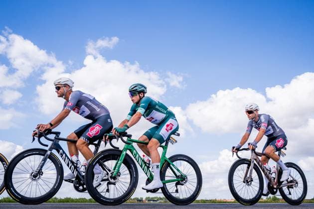 Belgian Jasper Philipsen of Alpecin-Deceuninck pictured in action during the third stage of the 2025 Tour de France cycling, from Valenciennes to Dunkerque (178 km) on Monday 07 July 2025 in France. The 112th edition of the Tour de France starts on Saturday 5 July in Lille, France, and will finish in Paris, France on the 27th of July. JASPERxJACOBS  x128602741x