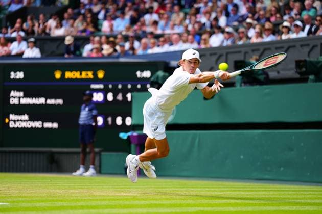 Alex de Minaur during his fourth round match Wimbledon Tennis Championships, Day 8, The All England Lawn Tennis and Croquet Club, London, UK - 07 Jul 2025London The All England Lawn Tennis and United Kingdom  Copyright: xJavierxGarcia Shutterstockx 15387972au
