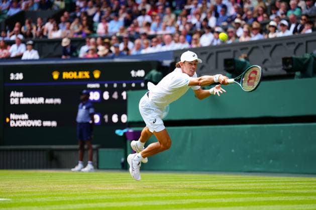 Alex de Minaur during his fourth round match Wimbledon Tennis Championships, Day 8, The All England Lawn Tennis and Croquet Club, London, UK - 07 Jul 2025London The All England Lawn Tennis and United Kingdom  Copyright: xJavierxGarcia Shutterstockx 15387972av