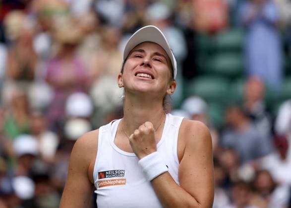 7th July 2025; All England Lawn Tennis and Croquet Club, London, England; Wimbledon Tennis Tournament, Day 8; Belinda Bencic (SUI) in tears after defeating Ekaterina Alexandrova (RUS) in straight sets to book a place in the Ladies& x2019;& xa0;Singles Quarter-finals  ActionPlus12811217 JohnxPatrickxFletcher