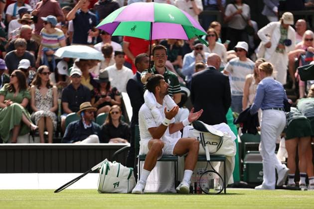 Novak Djokovic during his Round of 16 match Wimbledon Tennis Championships, Day 8, The All England Lawn Tennis and Croquet Club, London, UK - 07 Jul 2025London The All England Lawn Tennis and United Kingdom  Copyright: xEllaxLing Shutterstockx 15387974bq
