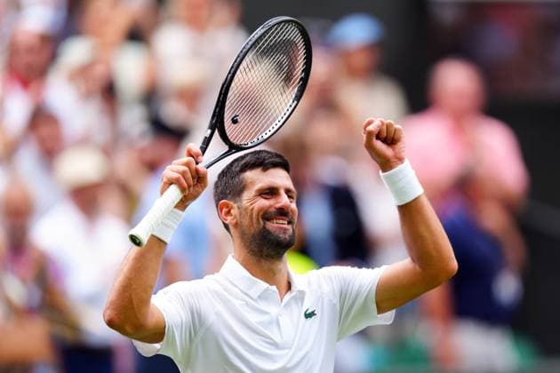 Novak Djokovic celebrates victory in his fourth round match Wimbledon Tennis Championships, Day 8, The All England Lawn Tennis and Croquet Club, London, UK - 07 Jul 2025London The All England Lawn Tennis and United Kingdom  Copyright: xJavierxGarcia Shutterstockx 15387972cp