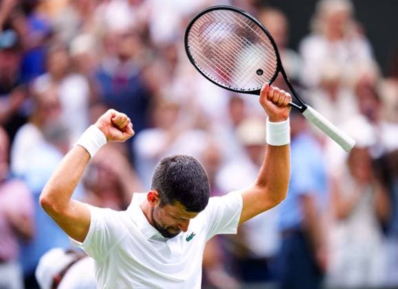 Novak Djokovic celebrates victory in his fourth round match Wimbledon Tennis Championships, Day 8, The All England Lawn Tennis and Croquet Club, London, UK - 07 Jul 2025London The All England Lawn Tennis and United Kingdom  Copyright: xJavierxGarcia Shutterstockx 15387972cx