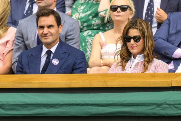 Wimbledon Tennis Championships - Day 8 LONDON, UNITED KINGDOM - JULY 7: Tennis player Roger Federer and wife Mirka Federer watch tennis from the Royal Box during the eighth day of the 2025 Wimbledon Championships at The All England Lawn Tennis and Croquet Club in Wimbledon on July 7, 2025, in London, England Ray Tang Anadolu London United Kingdom. Editorial use only. Please get in touch for any other usage.  Copyright: x2025xAnadoluxRayxTangx