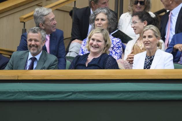 Wimbledon Tennis Championships - Day 8 LONDON, UNITED KINGDOM - JULY 7: (L to R) King Fredrick of Denmark, Annabelle Galletley and The HRH Duchess of Edinburgh watch tennis from the Royal Box during the eighth day of the 2025 Wimbledon Championships at The All England Lawn Tennis and Croquet Club in Wimbledon on July 7, 2025, in London, England Ray Tang Anadolu London United Kingdom. Editorial use only. Please get in touch for any other usage.  Copyright: x2025xAnadoluxRayxTangx