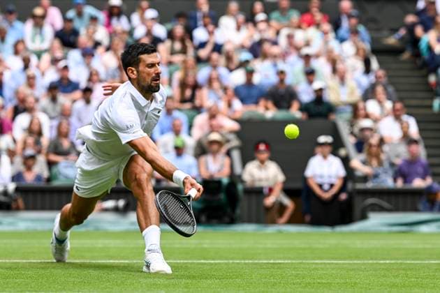 Novak Djokovic during his Wimbledon 2025 Men?s Singles Round of 16 tennis match against Alex de Minaur at the All England Tennis Club in London, England (Richard Callis SPP) Copyright: xRichardxCallis SPPx spp-en-RiCa-SPP25_rica_07jul25_21419