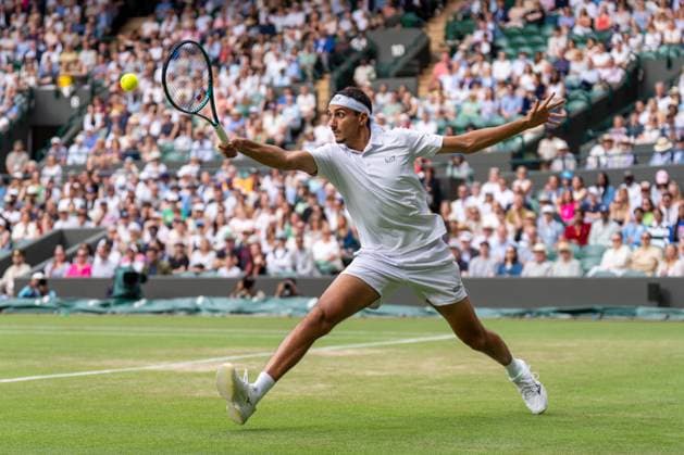 2025-07-07 The Championships Wimbledon 2025 LONDON, UNITED KINGDOM - JULY 7: Lorenzo Sonego of Italy during Day Eight of The Championships Wimbledon 2025 at All England Lawn Tennis and Croquet Club on July 7, 2025 in London, United Kingdom. (Photo by Marleen Fouchier BSR Agency) London United Kingdom Content not available for redistribution in The Netherlands directly or indirectly through any third parties. Copyright: xBSRxAgencyx