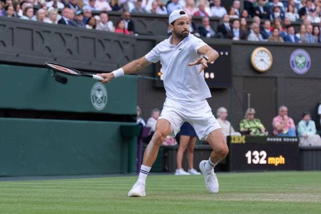 2025-07-07 The Championships Wimbledon 2025 LONDON, UNITED KINGDOM - JULY 7: Grigor Dimitrov of Bulgaria during Day Eight of The Championships Wimbledon 2025 at All England Lawn Tennis and Croquet Club on July 7, 2025 in London, United Kingdom. (Photo by Marleen Fouchier BSR Agency) London United Kingdom Content not available for redistribution in The Netherlands directly or indirectly through any third parties. Copyright: xBSRxAgencyx