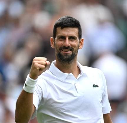 (250708) -- LONDON, July 8, 2025 -- Novak Djokovic celebrates after the men s singles round of 16 match between Novak Djokovic of Serbia and Alex De Minaur of Australia at the Wimbledon Tennis Championships in London, Britain, July 7, 2025. ) (SP)BRITAIN-LONDON-TENNIS-WIMBLEDON-MEN S SINGLES LixYing 