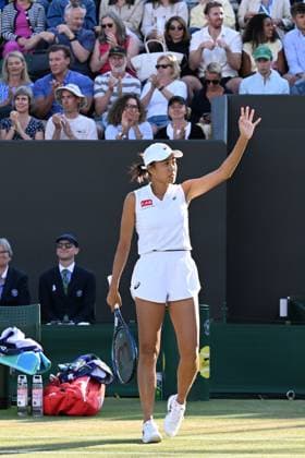 (250708) -- LONDON, July 8, 2025 -- Zhang Shuai celebrates after the mixed doubles quarter final match between Zhang Shuai (China) Marcelo Arevalo (El Salvador) and Desirae Krawczyk (USA) Olivia Gadecki (Australia) at the Wimbledon Tennis Championships in London, Britain, July 7, 2025. ) (SP)BRITAIN-LONDON-TENNIS-WIMBLEDON-MIXED DOUBLES ZhaoxDingzhe 