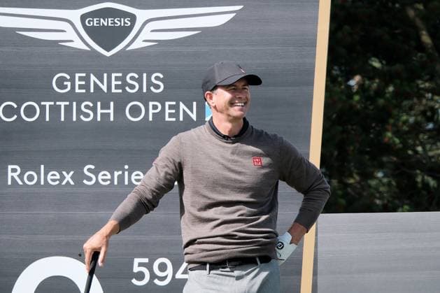 UK: The Genesis Scottish Open at The Renaissance Club, North Berwick, Scotland on 08 July 2025: Pictured: Adam Scott (Australia) on the 10th tee during a practice round at the Genesis Scottish Open 2025 at The Renaissance Club, North Berwick, Scotland North Berwick The Renaissance Club Scotland Copyright: xAlexxToddx